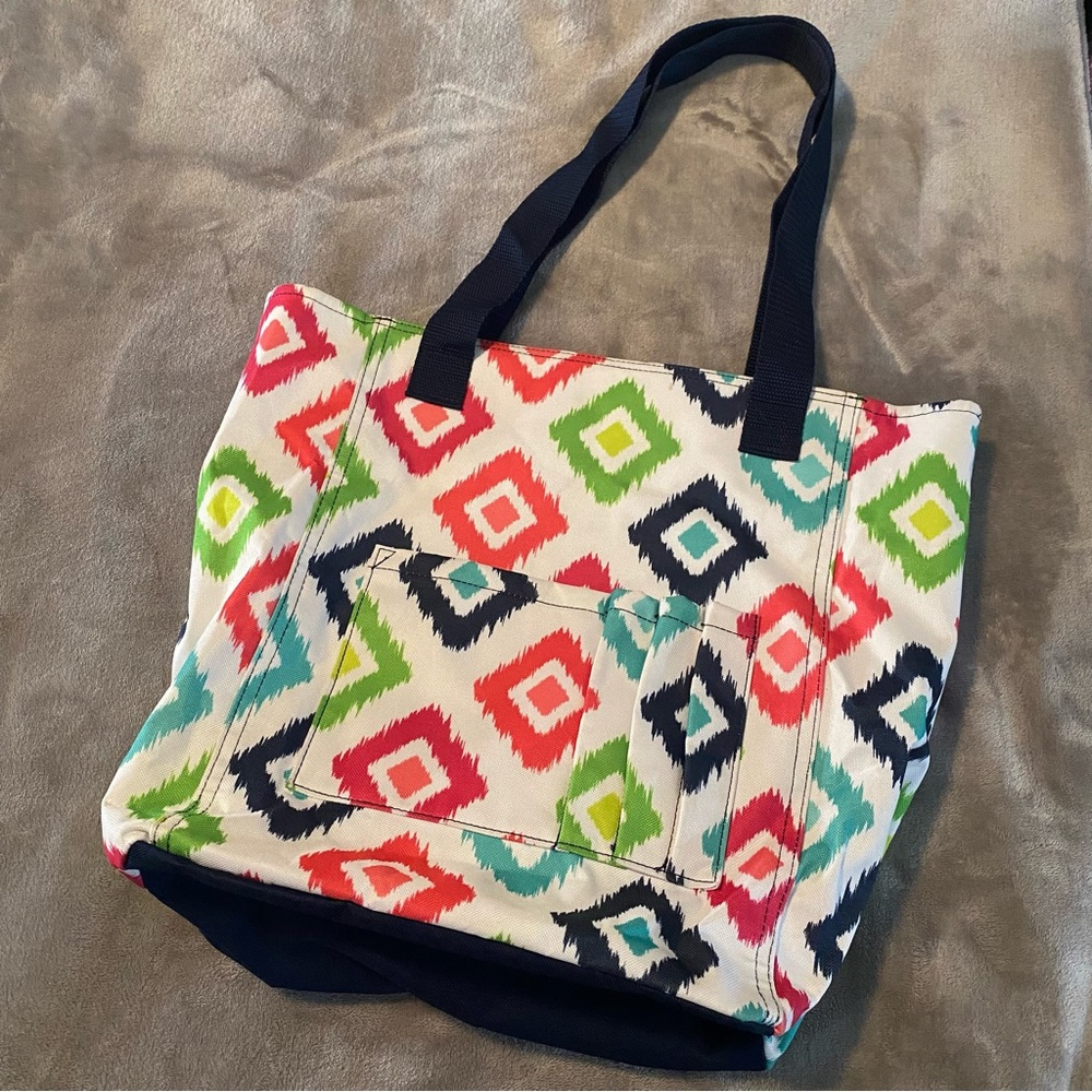 printed zip up tote bag thirty-one